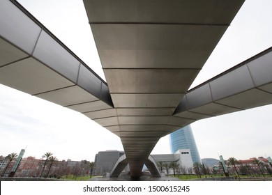 Bilbao, Spain - 17 February 2013: Pasarela Pedro Arrupe Bottom View 