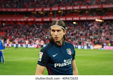 BILBAO, SPAIN - APRIL 20: Filipe Luis In The Match Between Athletic Bilbao And Athletico De Madrid, Celebrated On April 20, 2016 In Bilbao, Spain