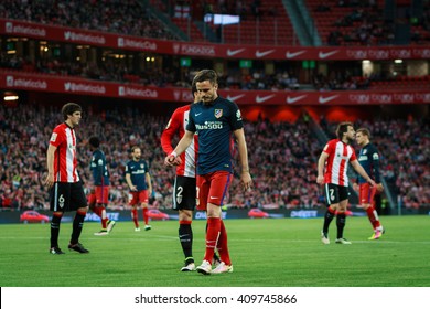 BILBAO, SPAIN - APRIL 20: Saul Niguez And Eneko Boveda In The Match Between Athletic Bilbao And Athletico De Madrid, Celebrated On April 20, 2016 In Bilbao, Spain