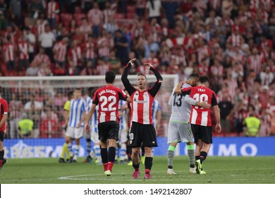 BILBAO, SPAIN. August 30th, 2019. Basque Country. San Mames. Liga Santander. Athletic Bilbao V Real Sociedad: Iker Muniain Cheers To His Fans