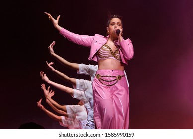 BILBAO, SPAIN - JUL 12: Rosalia (pop Trap Band) Perform In Concert At BBK Live 2019 Music Festival On July 12, 2019 In Bilbao, Spain.