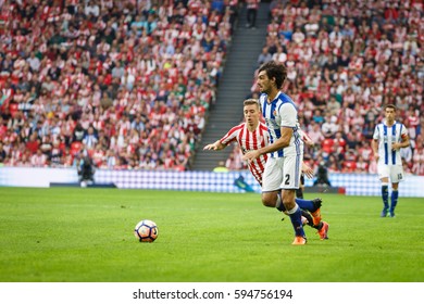 BILBAO, SPAIN - OCTOBER 16: Carlos Martinez And Iker Muniain, In The Match Between Athletic Bilbao And Real Sociedad, Celebrated On October 16, 2016 In Bilbao, Spain