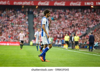 BILBAO, SPAIN - OCTOBER 16: Carlos Martinez, Real Sociedad Player, In The Match Between Athletic Bilbao And Real Sociedad, Celebrated On October 16, 2016 In Bilbao, Spain