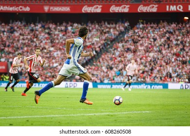 BILBAO, SPAIN - OCTOBER 16: Carlos Martinez, Real Sociedad Player, In Action During A Spanish League Match Between Athletic Bilbao And Real Sociedad, Celebrated On October 16, 2016 In Bilbao, Spain