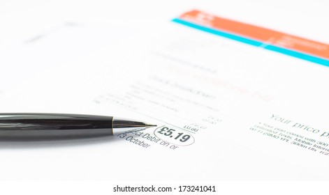 Bill To Pay With Amount Circled With Black Pen