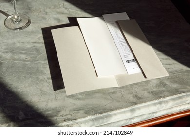 Bill presenter folder grey cover restaurant bar with receipt - Shutterstock ID 2147102849