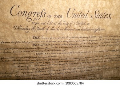 Bill Of Rights United States Vintage Document Detail Close Up