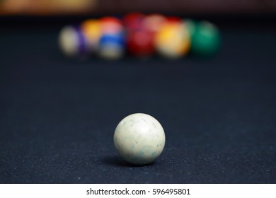 Billard balls on  pool table.