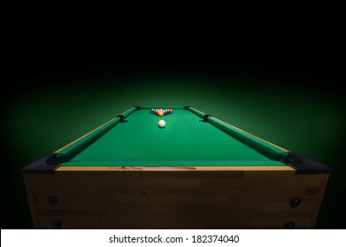 Billards Pool Game. Green Cloth Table