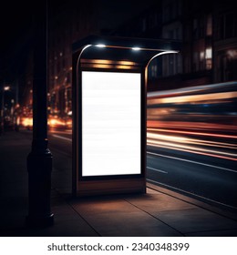 Billboard advertising mockup, street and night background