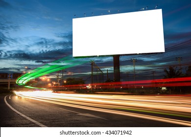 billboard blank for outdoor advertising poster or blank billboard at night time for advertisement. street light - Shutterstock ID 434071942
