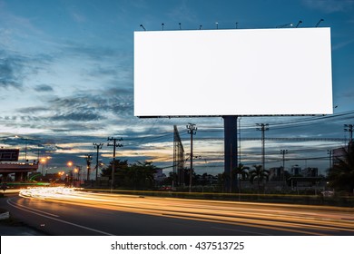 billboard blank for outdoor advertising poster or blank billboard at night time for advertisement. street light - Shutterstock ID 437513725