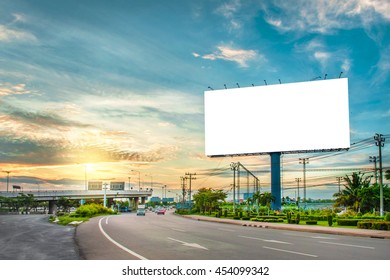 billboard blank for outdoor advertising poster or blank billboard at night time for advertisement. street light.