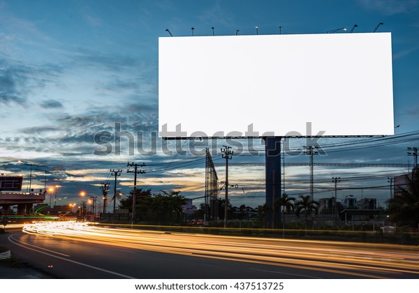 billboard blank for\
outdoor advertising poster or blank billboard at night time for\
advertisement. street\
light
