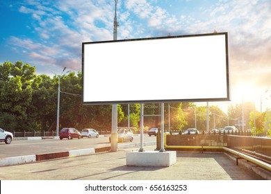 Billboard canvas mock up in city background beautiful sunshine - Shutterstock ID 656163253