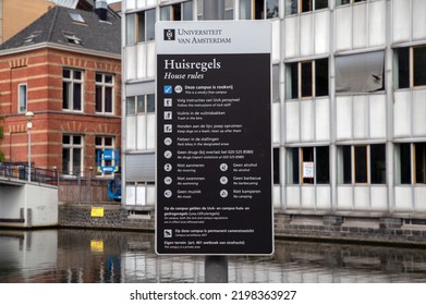 Billboard House Rules At The Roeterseiland UVA University Complex At Amsterdam The Netherlands 5-9-2022