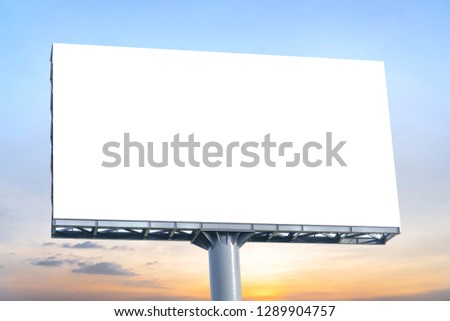 Billboard - Large Blank Billboard with empty screen and beautiful cloudy sky for outdoor advertising poster,Copy space banner ready for your advertisement design or mock up text.Business Concept.