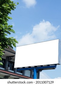 Billboard With Led Lights Inside, Box-shaped, White, Neon Box, Mock Up  Design