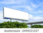 Billboard mockup, outdoor advertising poster on the street for advertisement street city on sky background.
