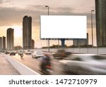 Billboard mockup outdoors, Outdoor advertising poster on the street for advertisement street city. With clipping path on screen