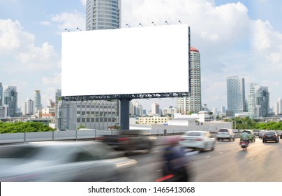 Billboard Mockup Outdoors, Outdoor Advertising Poster On The Street For Advertisement Street City. With Clipping Path On Screen.