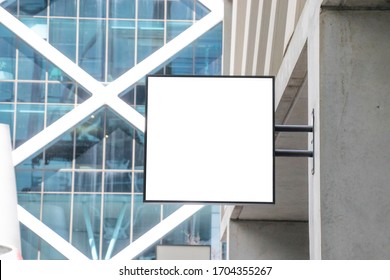 Billboard Mockup Outdoors, Outdoor Advertising Poster On The Street For Advertisement Street City. With Clipping Path On Screen. Spaces For Your Text. Empty White Billboard Located Sydney CBD.