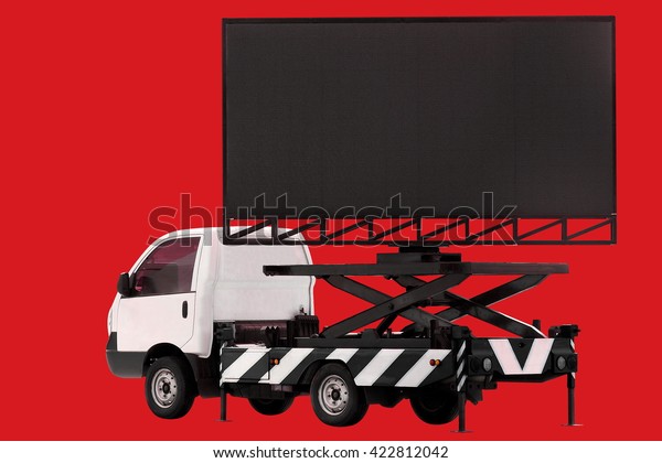 Billboard on car LED panel for sign Advertising\
isolated on background\
red