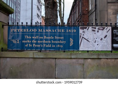 Billboard Peterloo Massacre 1819 At Manchester England 8-12-2019