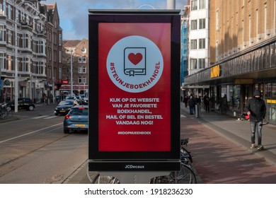 Billboard Support Your Local Bookstore At Amsterdam The Netherlands 22-1-2021