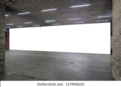 Billboard Underground Wall Mural Blank Isolated White Clipping P