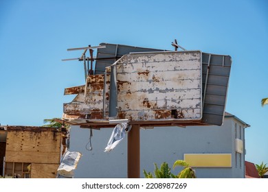Billboards destroyed by heavy storm winds Fort Myers Hurricane Ian 2022