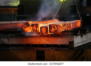 billet of steel in a steel industry in a burn state - Shutterstock ID 2175956077