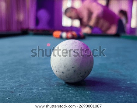 Billiard ball on billiard table. Pool table shoot

