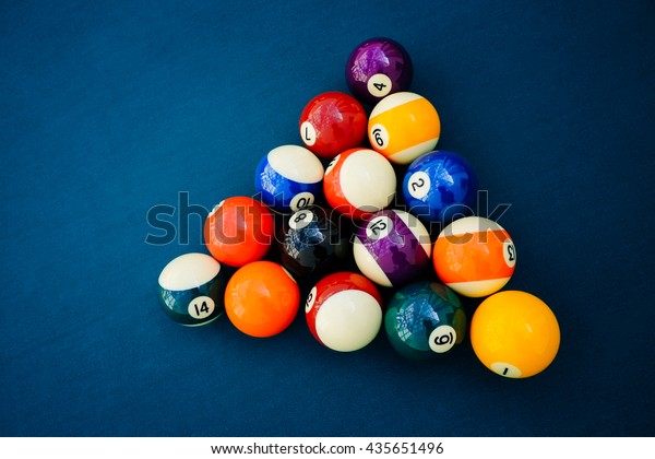 Billiard Balls On Blue Table Snooker Stock Image Download Now