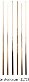billiard cue sticks on white background - Shutterstock ID 217552813