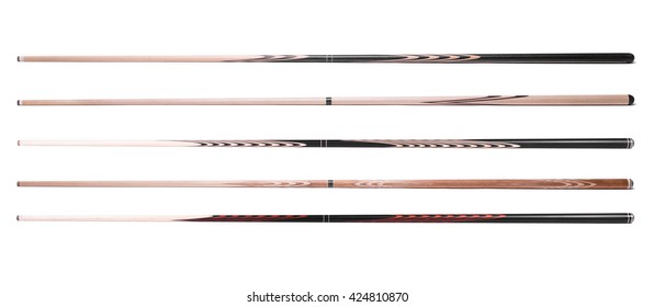 billiard cue sticks on white background - Shutterstock ID 424810870
