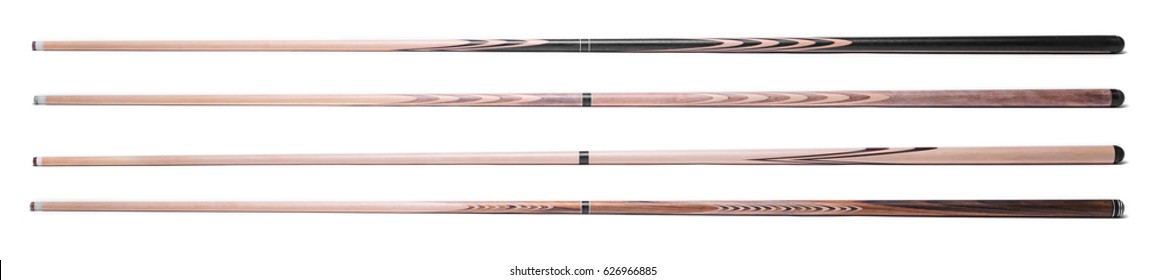 Billiard Cue Sticks On White Background