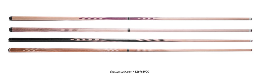 billiard cue sticks on white background - Shutterstock ID 626966900