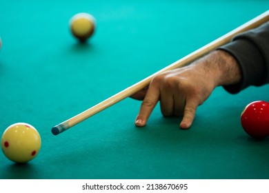 billiard game on the billiard table photo  - Shutterstock ID 2138670695