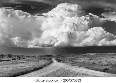 Billowing Storm Clouds Along East Powder River Road In Powder River County, Montana, USA