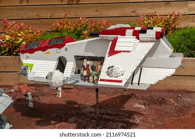 Billund, Denmark - June 26 2011: Star Wars Clone Trooper Transport Built In Lego.