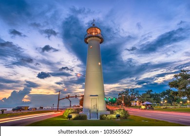 Biloxi, Mississippi, USA Lighthouse at dusk.