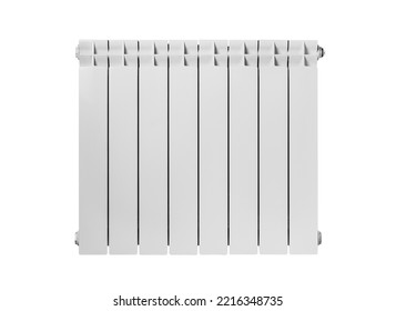 Bimetal radiator isolated on white background. Heating radiator cut out from the background. Convectors isolated. - Shutterstock ID 2216348735