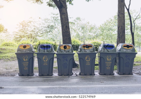 Bin Collection Recycle Materials Park Different Stock Photo Edit