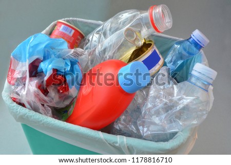 Bin full of plastic waste.