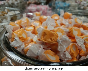 A Bin Of Orange Saltwater Taffy 