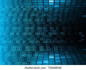 binary circuit board future technology, blue cyber security concept background, abstract hi speed digital internet.motion move blur. pixel vector