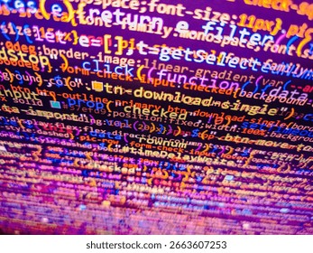 Binary code background. Abstract IT technology background. Programming code abstract background screen of software. CSS, JavaScript and H. HTML5 in editor for website development