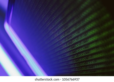 Binary Code Background. Technology abstract green background, green binary code on computer screen texture background. vintage photo processing