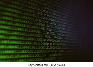 Binary Code Background. Technology abstract green background, green binary code on computer screen texture background. vintage photo processing